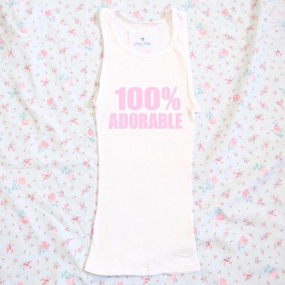 100% adorable ribbed tank top coquette y2k saint pink